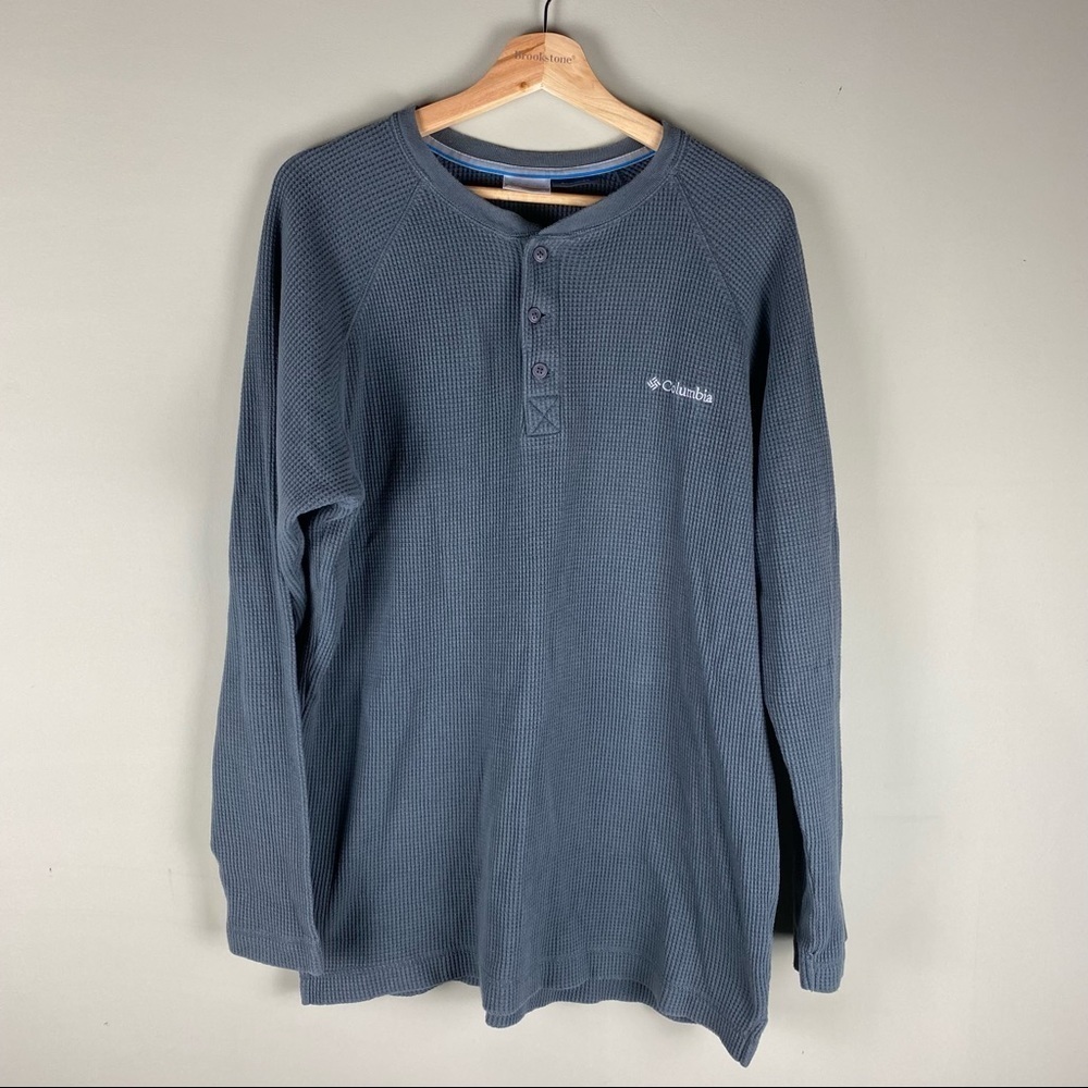 Columbia: Men's 1/4 Button Up Front Thermal Pullover Long Sleeve Shirt Gray XL